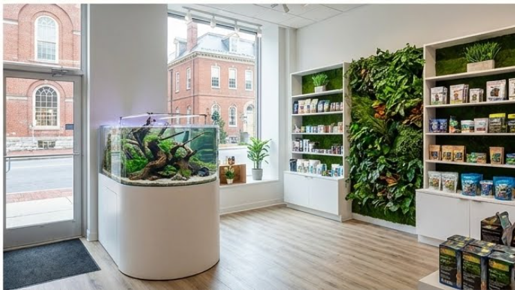 Qscapes aquascape and living wall installation at bookstore in Hoboken NJ
